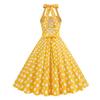 50s 60s Polka Dot Dress for Women 1950s Vintage Dress Retro Cocktail Halter Dresses High Waisted Bandage Belted Pockets Rockabilly Casual Beach Swing A Line Dress Halloween Christmas Outfit Yellow S view 3