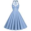 Women's Vintage 1950s Dress Retro Polka Dot Dress for Women 50s 60s Halter Dress Casual Cocktail Swing Party Rockabilly Dresses Audrey Hepburn A-Line Birthday Gowns 2023 Light Blue 2XL view 1