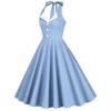 Women's Vintage 1950s Dress Retro Polka Dot Dress for Women 50s 60s Halter Dress Casual Cocktail Swing Party Rockabilly Dresses Audrey Hepburn A-Line Birthday Gowns 2023 Light Blue 2XL view 2