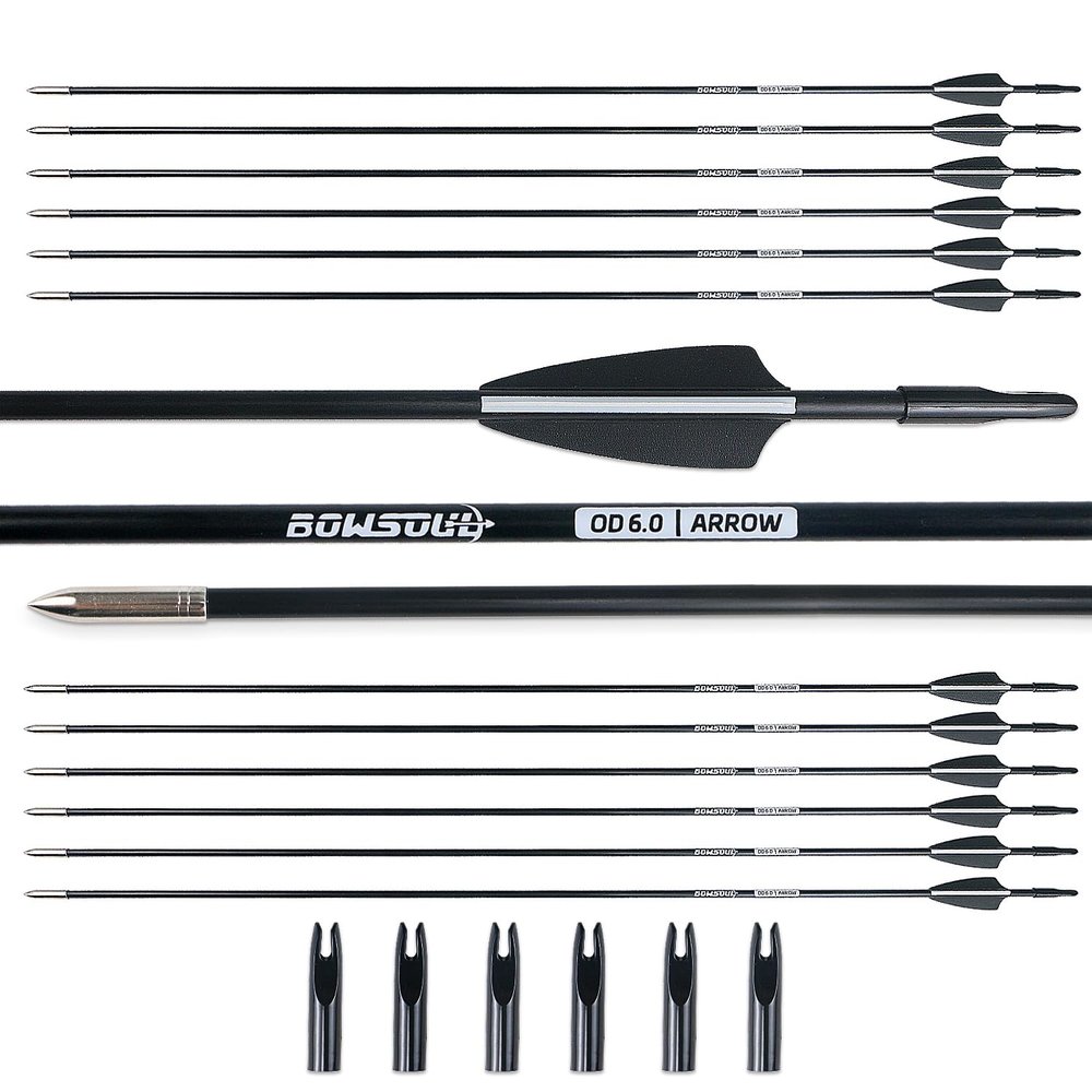 BOWSOUL 31 Archery Arrows Training Practice Target Arrows for Kids Youth or Beginners Streamlined Points Durable Shaft on Recurve Bows Youth Bow and Longbows(Pack of 12)