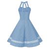 Women's Vintage 1950s Dress Retro Polka Dot Dress for Women 50s 60s Halter Dress Casual Cocktail Swing Party Rockabilly Dresses Audrey Hepburn A-Line Birthday Gowns 2023 Sky Blue Polka Dot S view 3