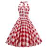 Women's Vintage 1950s Dress Retro Polka Dot Dress for Women 50s 60s Halter Dress Casual Cocktail Swing Party Rockabilly Dresses Audrey Hepburn A-Line Birthday Gowns 2023 Red Plaid XL view 1