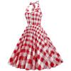 Women's Vintage 1950s Dress Retro Polka Dot Dress for Women 50s 60s Halter Dress Casual Cocktail Swing Party Rockabilly Dresses Audrey Hepburn A-Line Birthday Gowns 2023 Red Plaid XL view 2