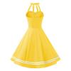 Women's Vintage 1950s Dress Retro Polka Dot Dress for Women 50s 60s Halter Dress Casual Cocktail Swing Party Rockabilly Dresses Audrey Hepburn A-Line Birthday Gowns 2023# Yellow Polka Dot S view 3
