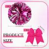 Hanaive 3 Pcs Cheerleading Pom Poms and Large Cheerleader Hair Bow Metallic Cheer supplies for Team Spirit Sports Dance Cheering(Rose Red Silver Pom,Classic Style) view 2