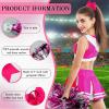 Hanaive 3 Pcs Cheerleading Pom Poms and Large Cheerleader Hair Bow Metallic Cheer supplies for Team Spirit Sports Dance Cheering(Rose Red Silver Pom,Classic Style) view 3