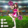 Hanaive 3 Pcs Cheerleading Pom Poms and Large Cheerleader Hair Bow Metallic Cheer supplies for Team Spirit Sports Dance Cheering(Rose Red Silver Pom,Classic Style) view 4