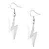 Lightning Bolt Dangle Earrings Thunder Minimalist Pendant Thunderbolt Drop Earrings Punk Style Unisex Jewelry Charm Inspirational Gift (silver) view 1
