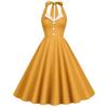 Women's Vintage 1950s Dress Retro Polka Dot Dress for Women 50s 60s Halter Dress Casual Cocktail Swing Party Rockabilly Dresses Audrey Hepburn A-Line Birthday Gowns 2023 Orange Yellow S view 1