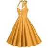 Women's Vintage 1950s Dress Retro Polka Dot Dress for Women 50s 60s Halter Dress Casual Cocktail Swing Party Rockabilly Dresses Audrey Hepburn A-Line Birthday Gowns 2023 Orange Yellow S view 3