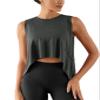 ODODOS Modal Soft Sleeveless Crop Top for Women Athletic Tee Gym Workout Cropped Yoga Tank, Black, Large view 1