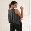 ODODOS Modal Soft Sleeveless Crop Top for Women Athletic Tee Gym Workout Cropped Yoga Tank, Black, Large view 3
