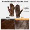 Aegend Leather Gloves for Men, Soft Warm Lining Full Hand Touchscreen Winter Gift Thermal view 3