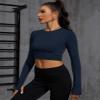2 Pack Women's Crop Top Long Sleeve Seamless Yoga Sport Compression Activewear Shirts Compression view 3