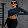 2 Pack Women's Crop Top Long Sleeve Seamless Yoga Sport Compression Activewear Shirts Compression view 4