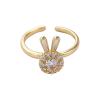 KUAIOUU Gild Rings Rabbit Ring Female Cute Rotatable Finger Ring Ladies Cute Ring Rabbit Turning Diamond Ring Cool Mens, Gold view 1