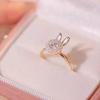 KUAIOUU Gild Rings Rabbit Ring Female Cute Rotatable Finger Ring Ladies Cute Ring Rabbit Turning Diamond Ring Cool Mens, Gold view 2