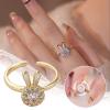 KUAIOUU Gild Rings Rabbit Ring Female Cute Rotatable Finger Ring Ladies Cute Ring Rabbit Turning Diamond Ring Cool Mens, Gold view 3