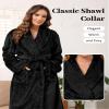 Artfasion Womens Long Fleece Robe: Warm Soft Floor Length Flannel Bathrobes for Winter Thicker Long House Coat with Pockets Suit for Wife Mom Female Friend Festival Gifts (Black Small/Medium) view 2