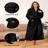 Artfasion Womens Long Fleece Robe: Warm Soft Floor Length Flannel Bathrobes for Winter Thicker Long House Coat with Pockets Suit for Wife Mom Female Friend Festival Gifts (Black Small/Medium) view 3