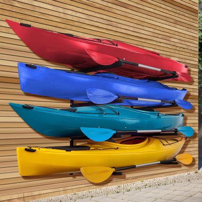Morohope Kayak Wall Mount Rack for 4 Kayaks, Kayak Paddle Holder for Garage Storage, Shed Shelving Weight Capacity 440 LBS Spacesaver