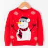 Children Boys Girls Sweatshirts Christmas Cartoon Snowman Prints Long Sleeve Warm Knitted Shawl Collar (Red, 4-5 Years) view 2