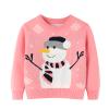 Children Boys Girls Sweatshirts Christmas Cartoon Snowman Prints Long Sleeve Warm Knitted Shawl Collar (Pink, 6-7 Years) view 1