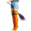 Jmkcoz Halloween Thigh High Long Stockings Over Knee Spider Socks Cosplay Bat Sock, 3 Pairs Knee High Socks for Women Girls Festival Thanksgiving Party Costumes Favor view 2