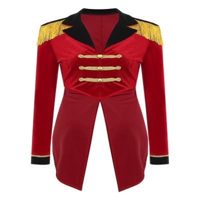 YOOJOO Ringmaster Costume Women Velvet Circus Show Lion Tamer Tailcoat Jacket Adult Halloween Costumes Red XX-Large