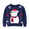 Children Boys Girls Sweatshirts Christmas Cartoon Snowman Prints Long Sleeve Warm Knitted Shawl Collar (Navy, 3-4 Years) view 1
