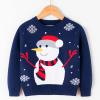 Children Boys Girls Sweatshirts Christmas Cartoon Snowman Prints Long Sleeve Warm Knitted Shawl Collar (Navy, 3-4 Years) view 2