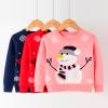 Children Boys Girls Sweatshirts Christmas Cartoon Snowman Prints Long Sleeve Warm Knitted Shawl Collar (Navy, 3-4 Years) view 3