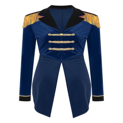 YOOJOO Ringmaster Costume Women Velvet Circus Show Lion Tamer Tailcoat Jacket Adult Halloween Costumes Navy Blue XX-Large