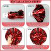 Hanaive 12 Inch Cheerleading Pom Poms and Large Cheerleader Hair Bow Large Metallic Cheer Cheerleader Pom Poms for Sports Team Spirit Cheering(Red and Black Mixed,Matte) view 3