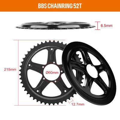 BAFANG Chainring for Mid Drive Kit : 52T Compatible with BBS02 BBS02 48V 750W 500W 350W 250W Electric Bike Mid Drive Conversion - 6.5mm Offset - with Chain Guard