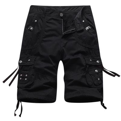 Muscularfit Mens Linen Shorts 5 Inch Inseam White Mens Cargo Shorts Fashion Outdoor Multi Pockets Cotton Work Utility Tooling Shorts Casual Buckle Zipper Shorts Casual Shorts for Men Summer Black M
