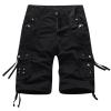 Muscularfit Mens Linen Shorts 5 Inch Inseam White Mens Cargo Shorts Fashion Outdoor Multi Pockets Cotton Work Utility Tooling Shorts Casual Buckle Zipper Shorts Casual Shorts for Men Summer Black M view 1