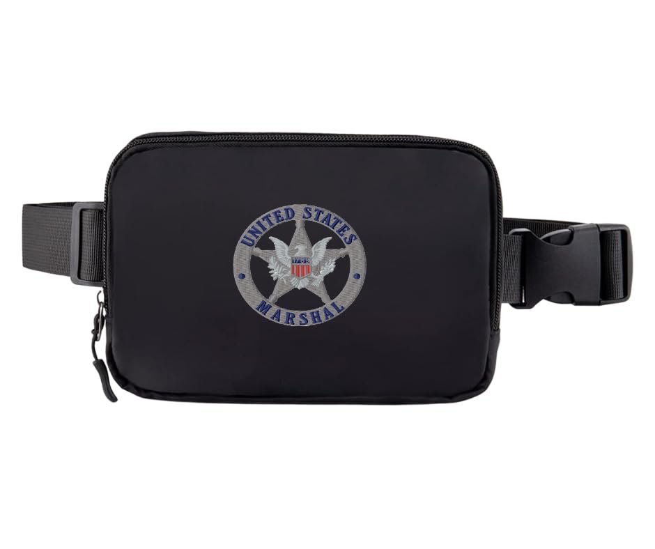 Belt Bag US Marshal Fanny Crossbody Bags US Enforcer Waist Packs With 3 Pockets (Black)