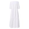 3/4 Sleeve Summer Casual Flowy Women 2023 Fashion Cotton Crewneck Dress Loose Fit Swing Long Dress Large White view 4
