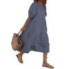 3/4 Sleeve Summer Casual Flowy Women's Cotton Crewneck Maxi Dresses Loose Fit Swing Long Dress Medium Grey view 1