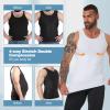 YOWODA Mens Body Shaper, Compression Shapewear Vest Slimming Undershirt Tank Top, Tummy Control Chest, Hide Gynecomastia (1, White, 3X-Large) view 4