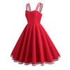 1950s Dress for Women Vintage Red Rockabilly Swing Dresses Sleeveless Spaghetti Straps 40s 50s Audrey Hepburn Cocktail Dress Retro Tea Party Dresses Red XX-Large view 2