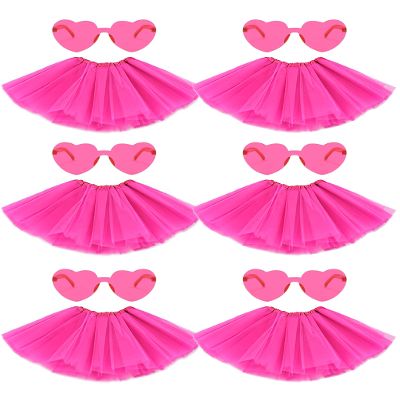 6 PCS Adult Tutus Skirts for Women Tutu Skirt Elastic Tulle Tutu Colored Tutus for Dance Runners Halloween Party(Hot Pink)