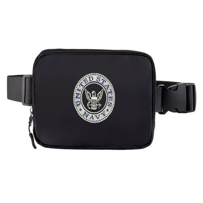 Unisex US Navy Mini Belt Bag with Adjustable Strap Small Waist Pouch for Workout Running And Traveling Hiking (Black)