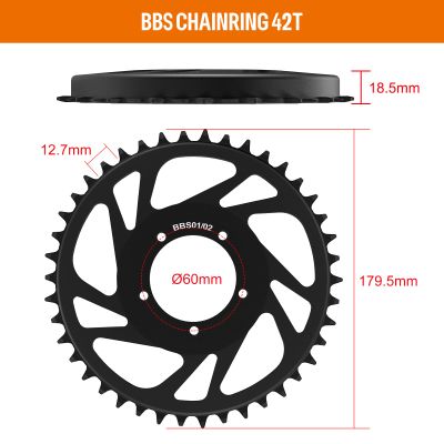 BAFANG Chainring for Mid Drive Kit : 42T Compatible with BBS02 BBS02 48V 750W 500W 350W 250W Electric Bike Mid Drive Conversion - 16.5mm Large Offset - Without Chain Guard