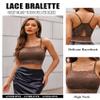 Avidlove Lace Bralette Lace Camisoles for Women Racerback Double-Layered Y2K Crop Top Brown XXL view 3