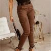 XUNRYAN Women's Hiking Cargo Pants Quick Dry Yoga Leggings Outdoor Camping Joggers with Zipper Pockets Workout Pants Brown view 2