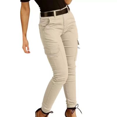 XUNRYAN Women's Hiking Cargo Pants Quick Dry Yoga Leggings Outdoor Camping Joggers with Zipper Pockets Workout Pants Khaki