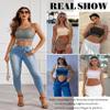 Avidlove Lace Bralette Lace Camisoles for Women Racerback Double-Layered Y2K Crop Top Light Grey L view 4