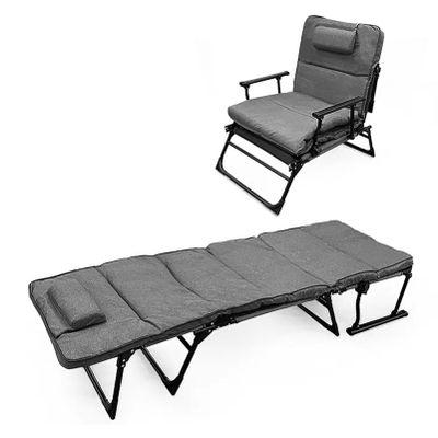 Folding Sleeping Cots for Adults, 6-Position Chaise Lounge Chairs for Beach Lawn Camping Pool Sun Tanning